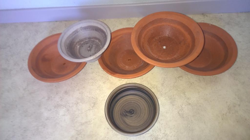 6 terracotta bloempotten / onderzetters, Tuin en Terras, Bloempotten, Ophalen of Verzenden, Gebruikt, Terracotta