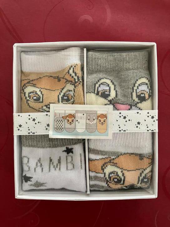 4 paar nieuwe Disney Bambi antislip babysokjes maat 15-17, Disney, Jongetje of Meisje, Nieuw, Ophalen of Verzenden