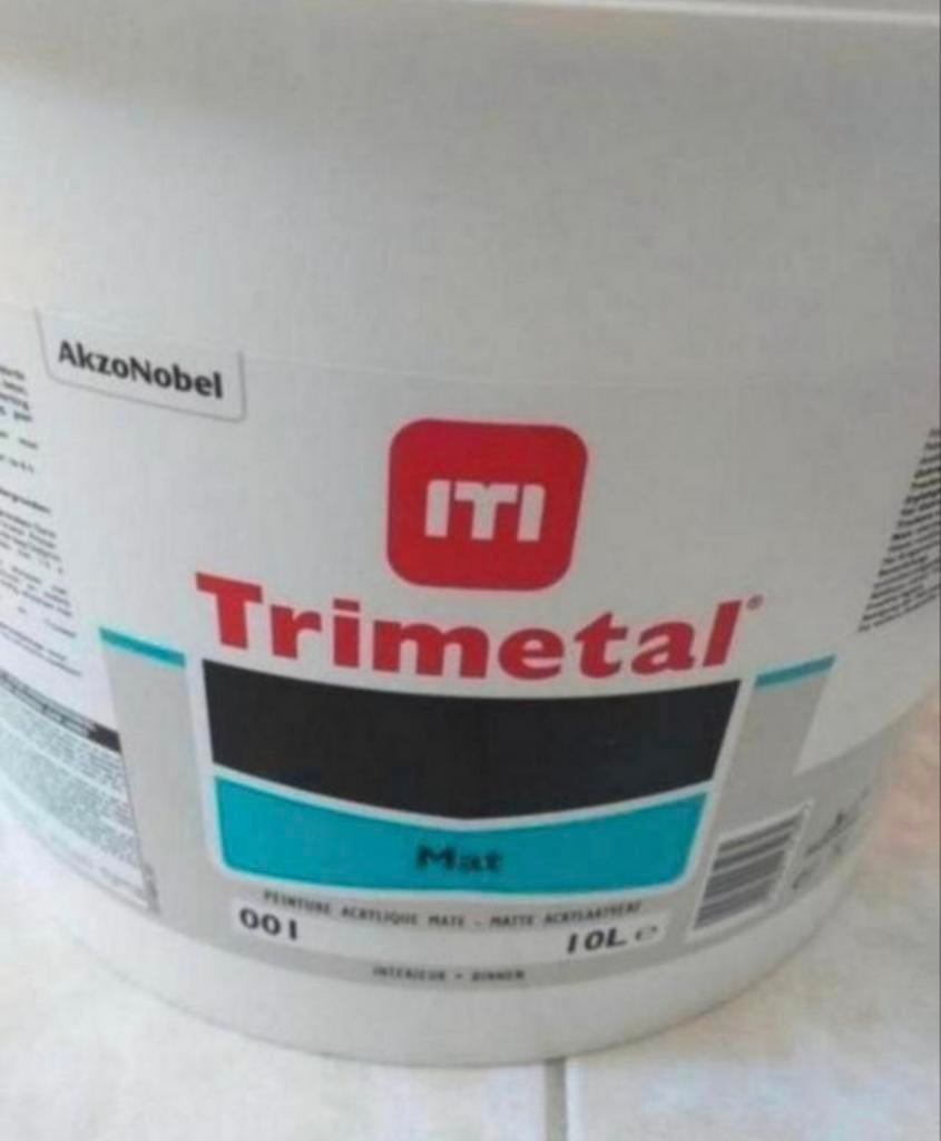 Trimetal wit mat 10L voor binnen., Ophalen, Wit, Nieuw, Verf