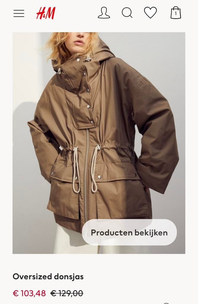 NIEUW Donsjas H&M, Ophalen, Nieuw