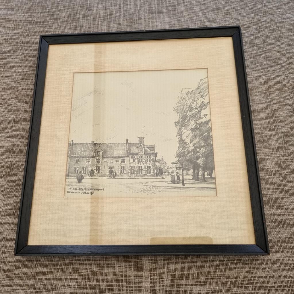 Houtskool / Potlood tekening Meerhout - Herman Verbaere, Enlèvement ou Envoi