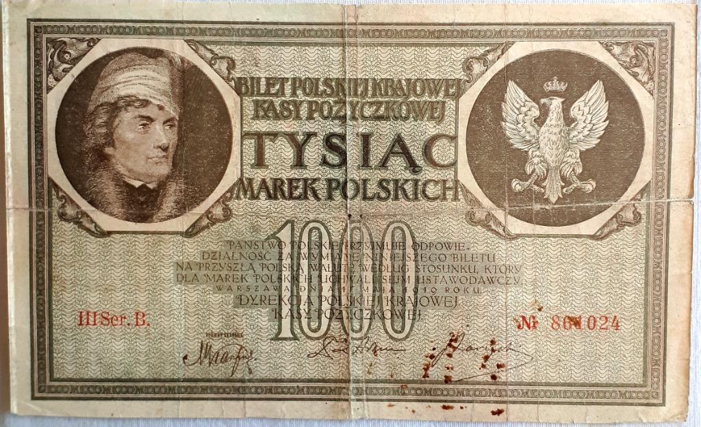 POLOGNE/POLOGNE : Rare 1000 MAREK 17/5/1919 PICK 22, Envoi, Pologne, Billets en vrac