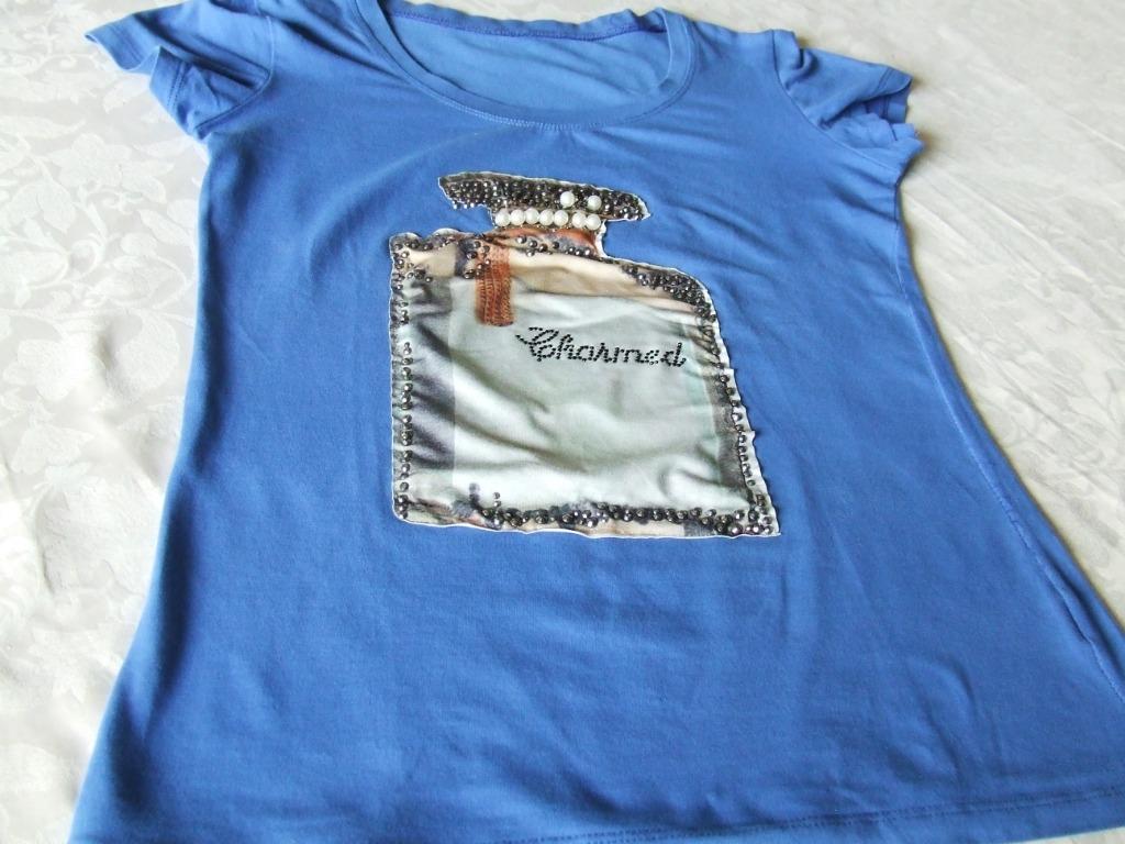 Toffe blauwe t-shirt "charmed", Blauw, Ophalen of Verzenden, Korte mouw, Maat 36 (S)