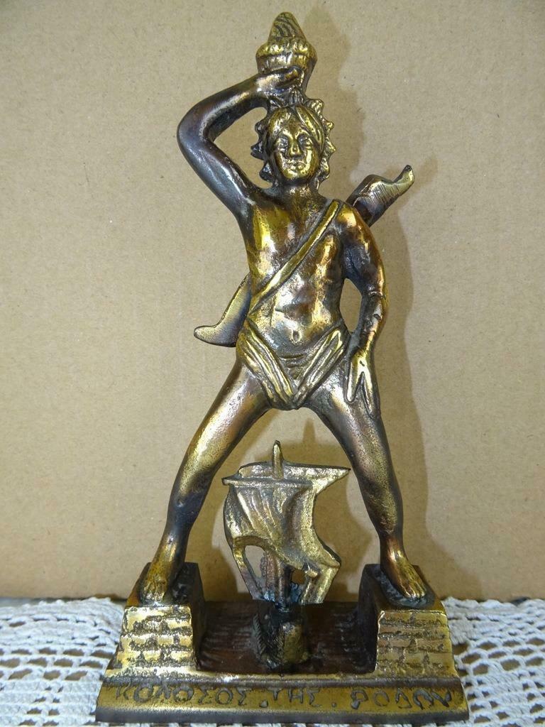 Vintage beeld beeldje bronzen beeldje Kolossus van Rhodos, Antiek en Kunst, Ophalen of Verzenden