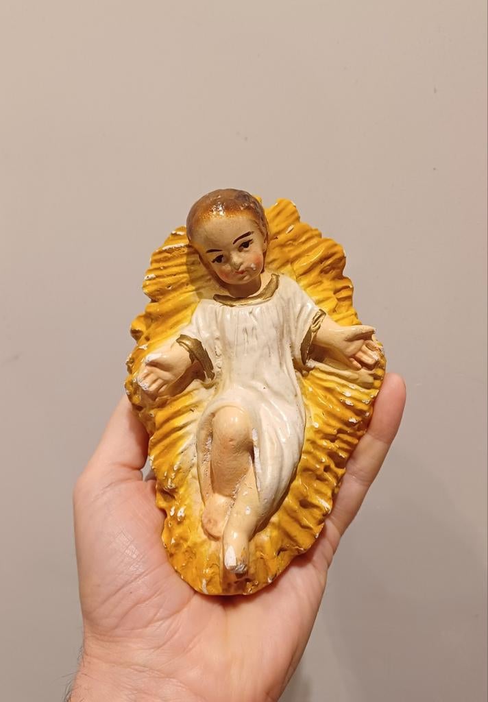 Groot, oud Kindje Jezus in kribbe, Antiek en Kunst, Ophalen of Verzenden