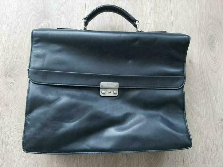 Mallette TEXIER cuir noir , état quasi neuf, Enlèvement ou Envoi, Comme neuf, Noir, Cuir