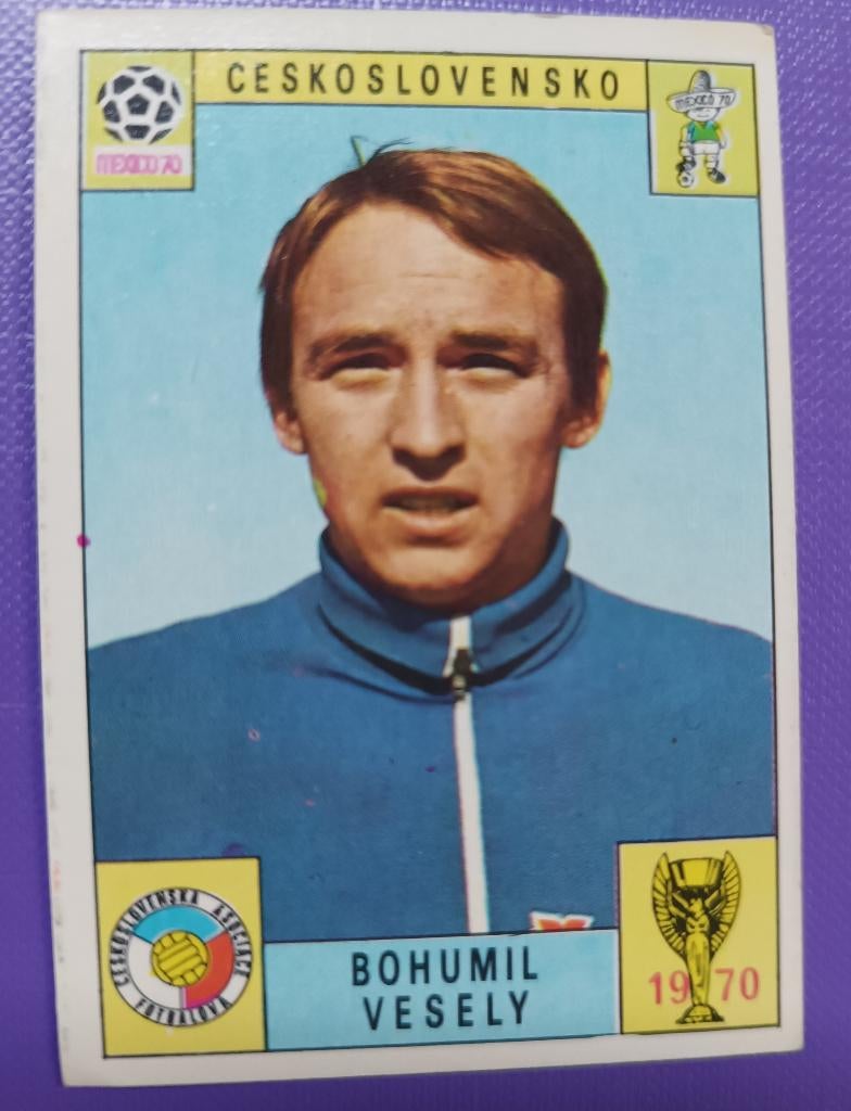 Panini KAART prent anno 1970 voetbal WK Mexico 70 VESELY, Verzenden, Plaatje