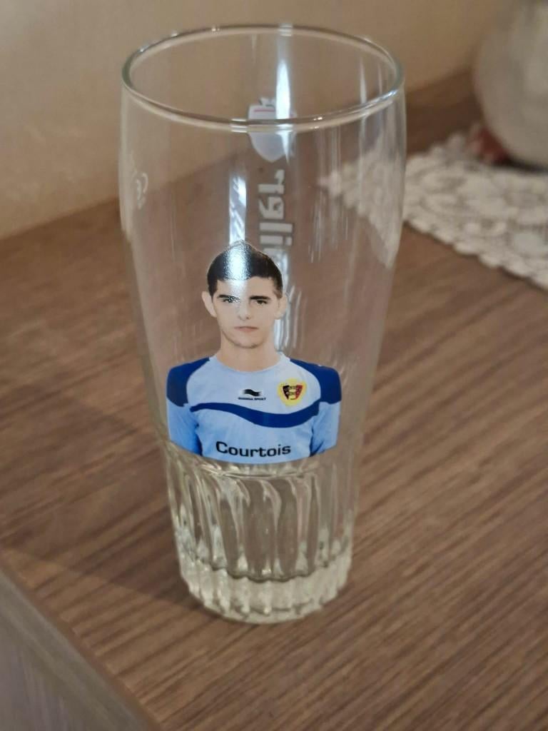 Bierglas/Jupiler/Thibaut Courtois/Rode Duivels/WK 2014, Ophalen of Verzenden, Gebruikt, Bierglas