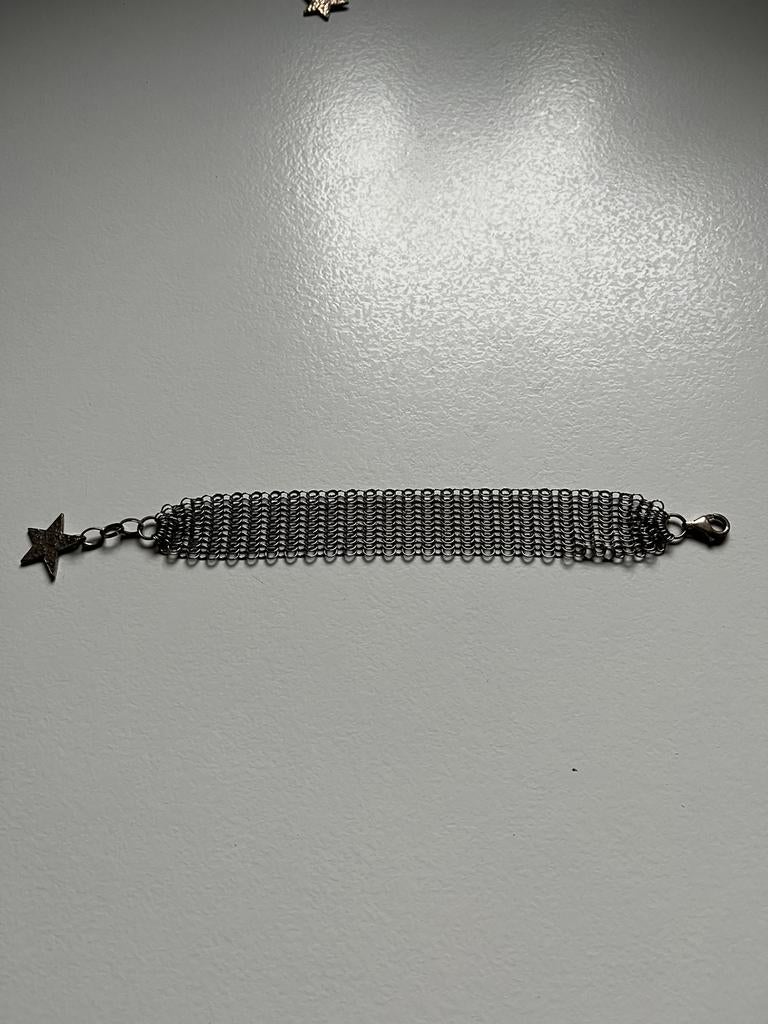 Bracelet maille de boucher cathy Galez, Comme neuf, Argent, Acier