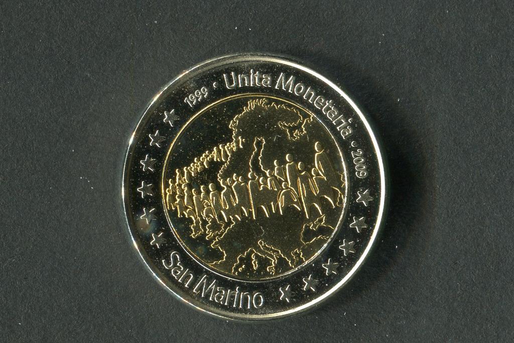 San Marino 2009 2 euro bewijs 10 jaar eenheidsmunt, Postzegels en Munten, Ophalen of Verzenden, San Marino, 2 euro, Setje