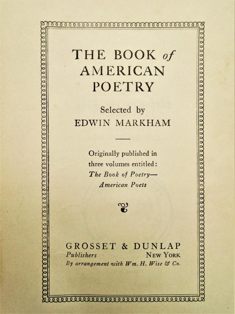 The Book of American Poetry - 1934 - Bataille des Ardennes, Enlèvement ou Envoi, Plusieurs auteurs, Utilisé, Edwin Markham (compiler)