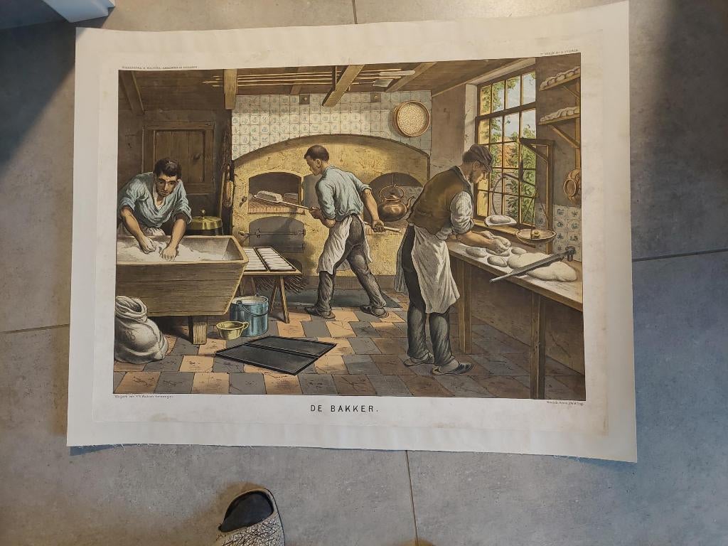 steendruk affiche " De Bakker ", 2de serie n 5 2de druk., Antiek en Kunst, Verzenden