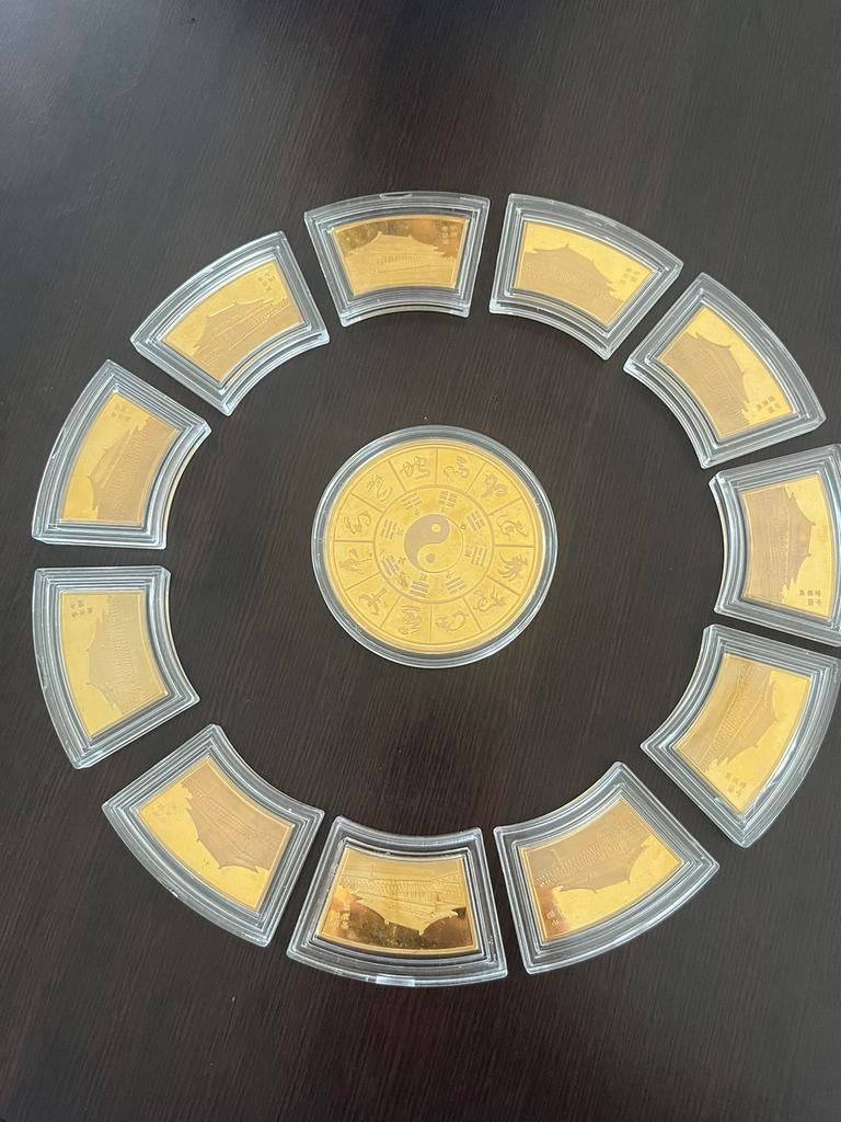 24 karaat gold plated coins.   Chinees., Antiek en Kunst, Ophalen of Verzenden