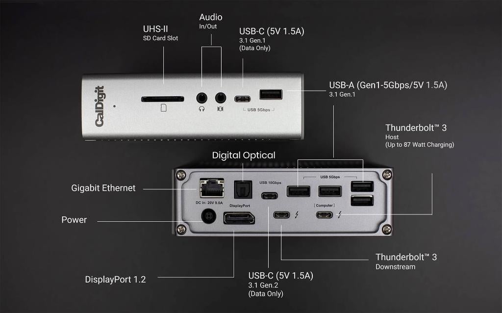 CalDigit TS3 Plus Thunderbolt 3 Dock docking station 2mkabel, Enlèvement ou Envoi, Utilisé, Station d'accueil, Portable