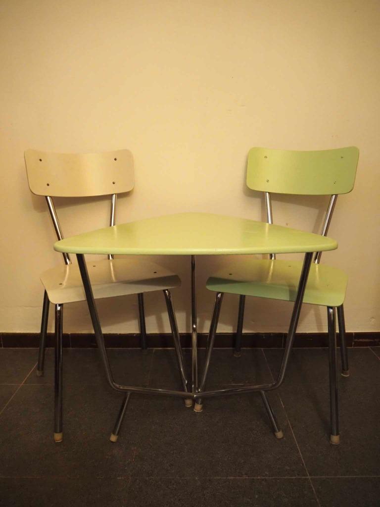 Vintage set design tafeltje en stoelen, 1960s, Huis en Inrichting, Ophalen, Zo goed als nieuw, Overige vormen