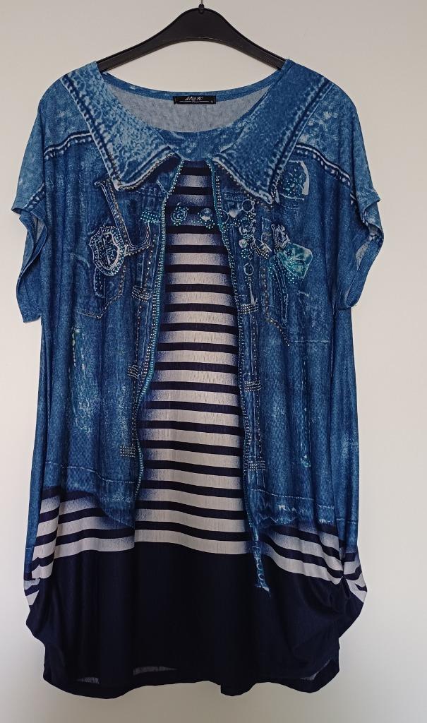 tshirt met tekening jeanshemd, Vêtements | Femmes, Manches courtes, Enlèvement ou Envoi, Bleu, M2K paris
