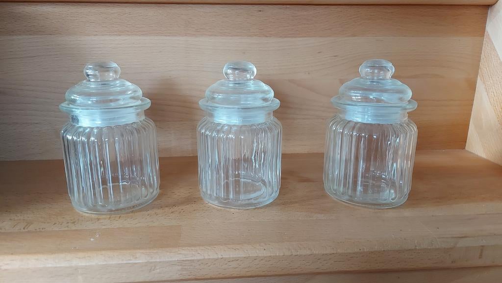 lot de 3 pots en verre, Maison & Meubles, Enlèvement ou Envoi, Comme neuf, Verre