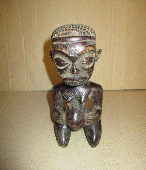 Ancienne statue fertilité Luba Africaine Congo 21 cm, Envoi