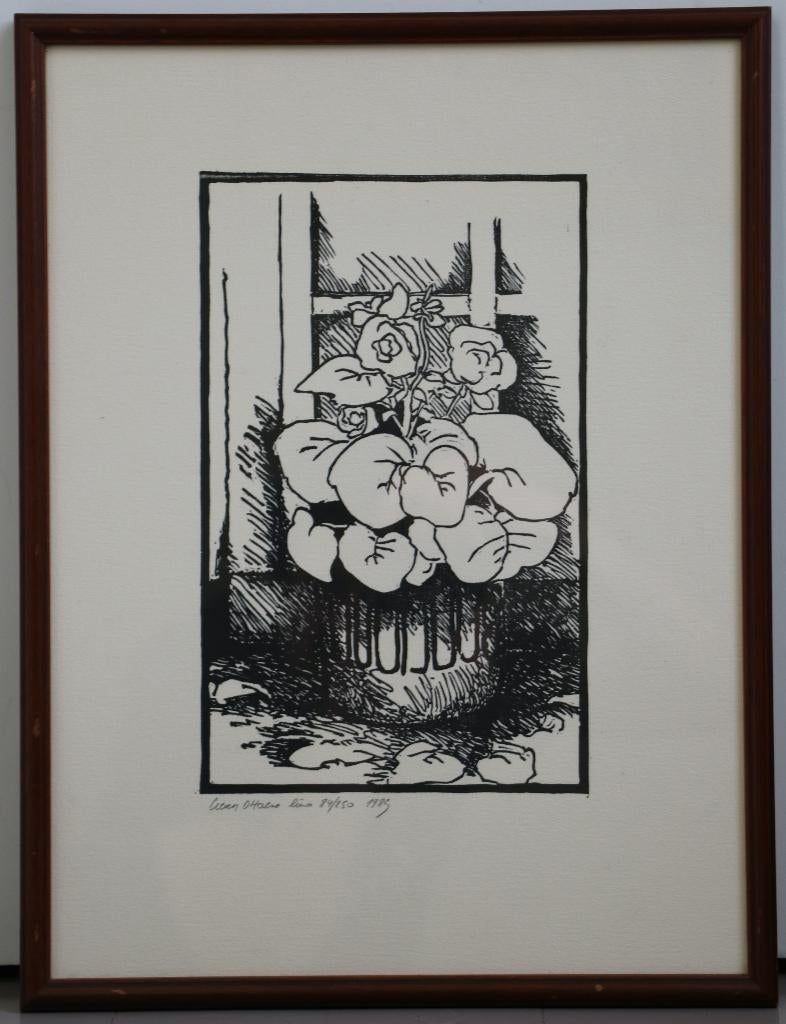 Lieven D'Haese - Linosnede - 1983, Antiek en Kunst, Ophalen