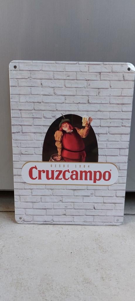 Panneau publicitaire en métal Cruzcampo, Enlèvement ou Envoi, Neuf, Panneau, Plaque ou Plaquette publicitaire