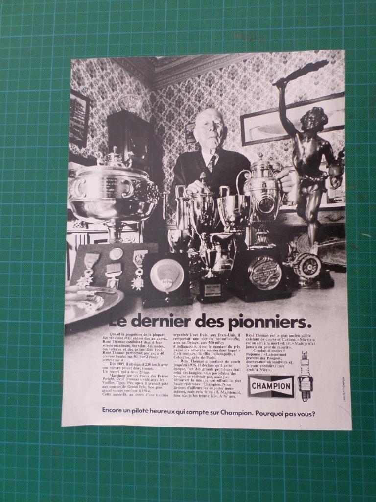 René Thomas - publicité papier bougies Champion - 1973, Ophalen of Verzenden, Gebruikt, Overige typen