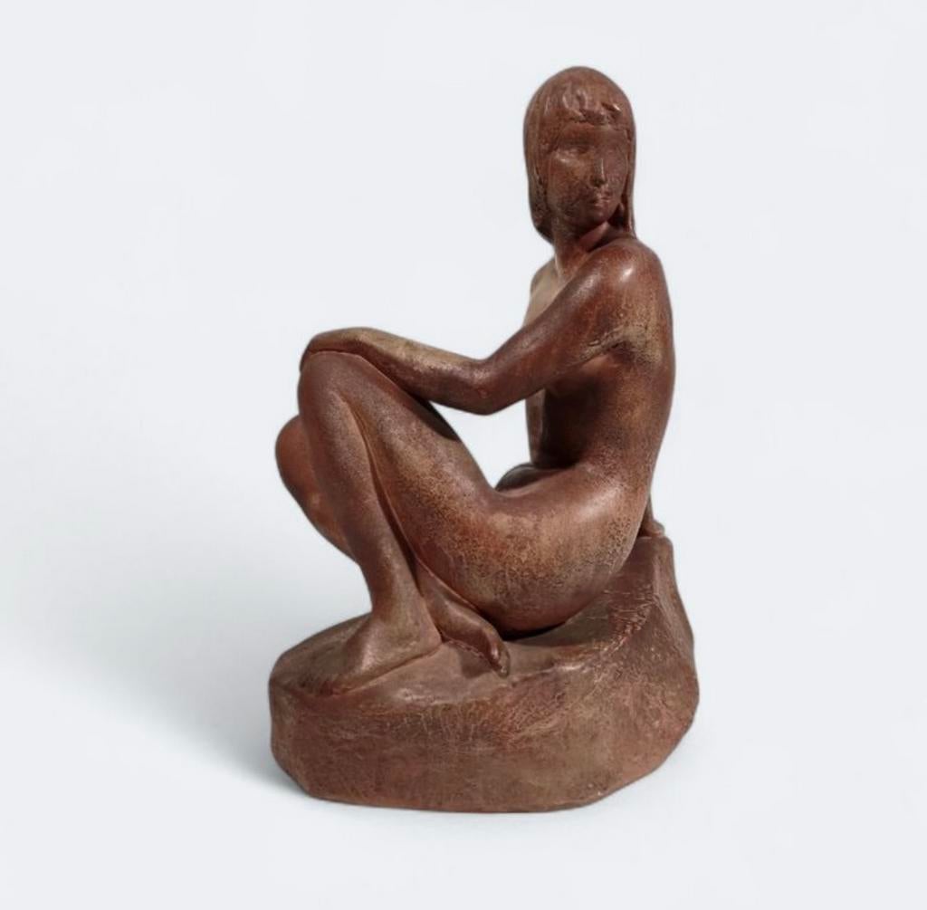 Art Deco Terracotta Naakt, Ophalen of Verzenden