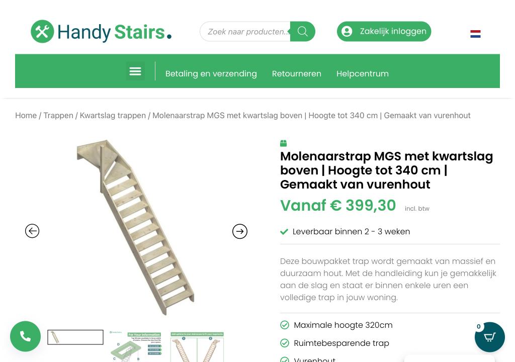 Molenaarstrap Handy Stairs, Ophalen, Nieuw, Trap, 2 tot 4 meter