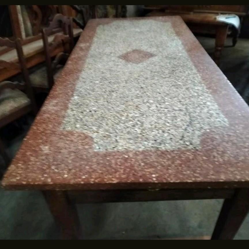 Antieke eiken Franse tafel met stenen blad., Doe-het-zelf en Bouw, Werkbanken, Ophalen
