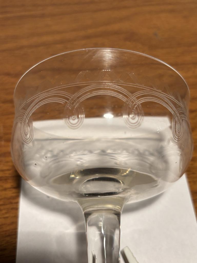 2 Gegravuurde champagne  kristallen glazen, Antiek en Kunst, Ophalen