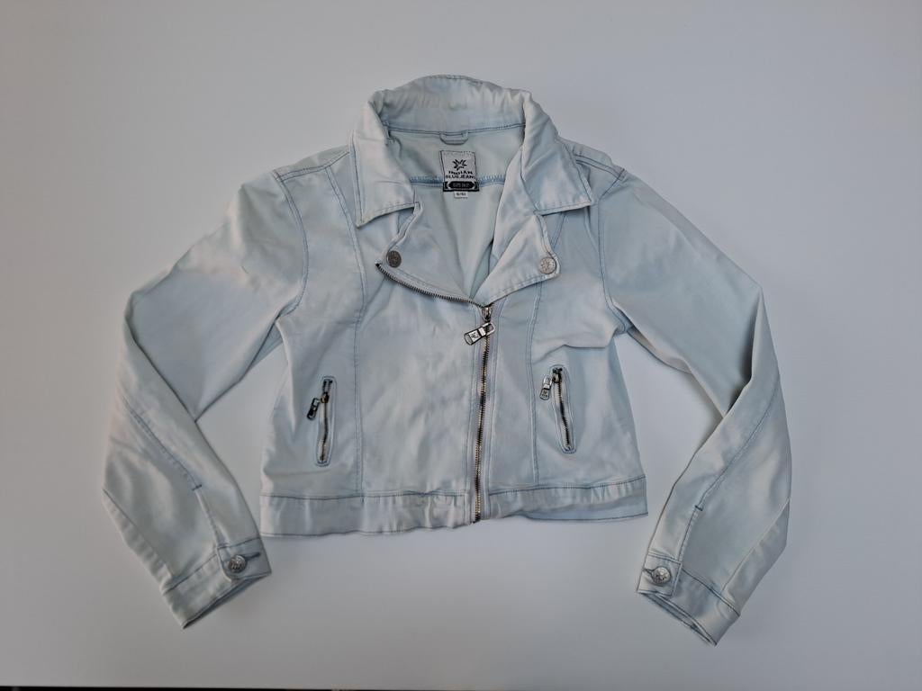 Mt 152 Afgebleekte denim bikerjack, Gebruikt, Meisje, Ophalen of Verzenden, Indian Blue Jeans