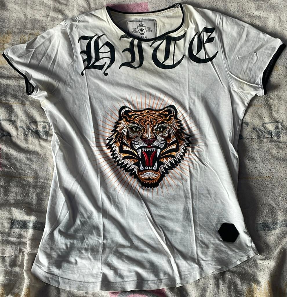Wit couture-T-shirt, Gedragen, Wit, Hite Couture