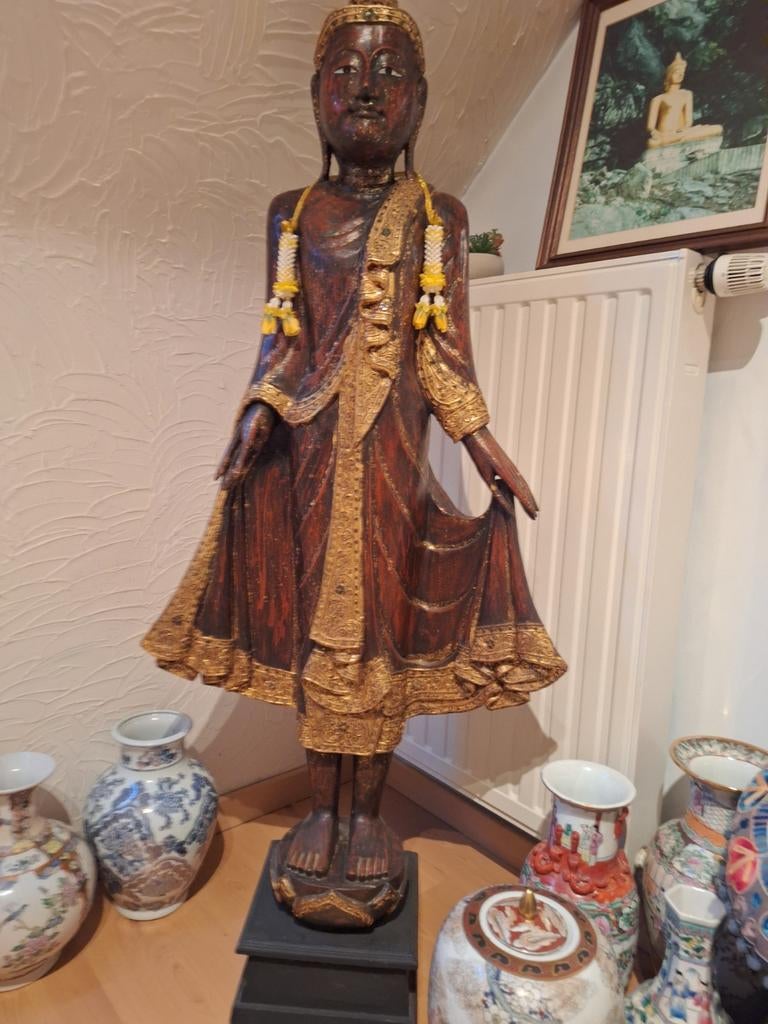 Statue de Bouddha de 140 cm en bois massif pour 290€, Antiquités & Art, Enlèvement