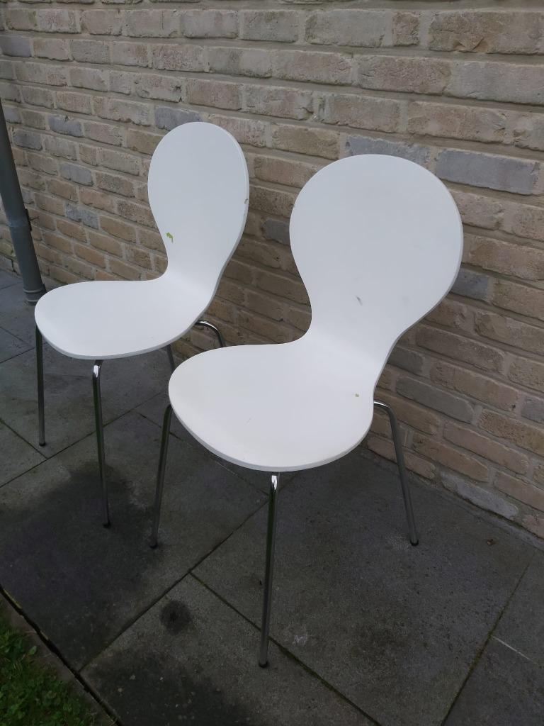 Lot de 2 chaises peintes, Ophalen, Gebruikt, Twee, Wit