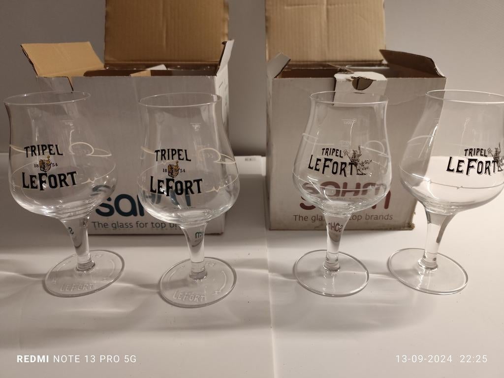 Tripel Le Fort glazen. 2 verschillende modellen., Verzamelen, Biermerken, Ophalen, Nieuw