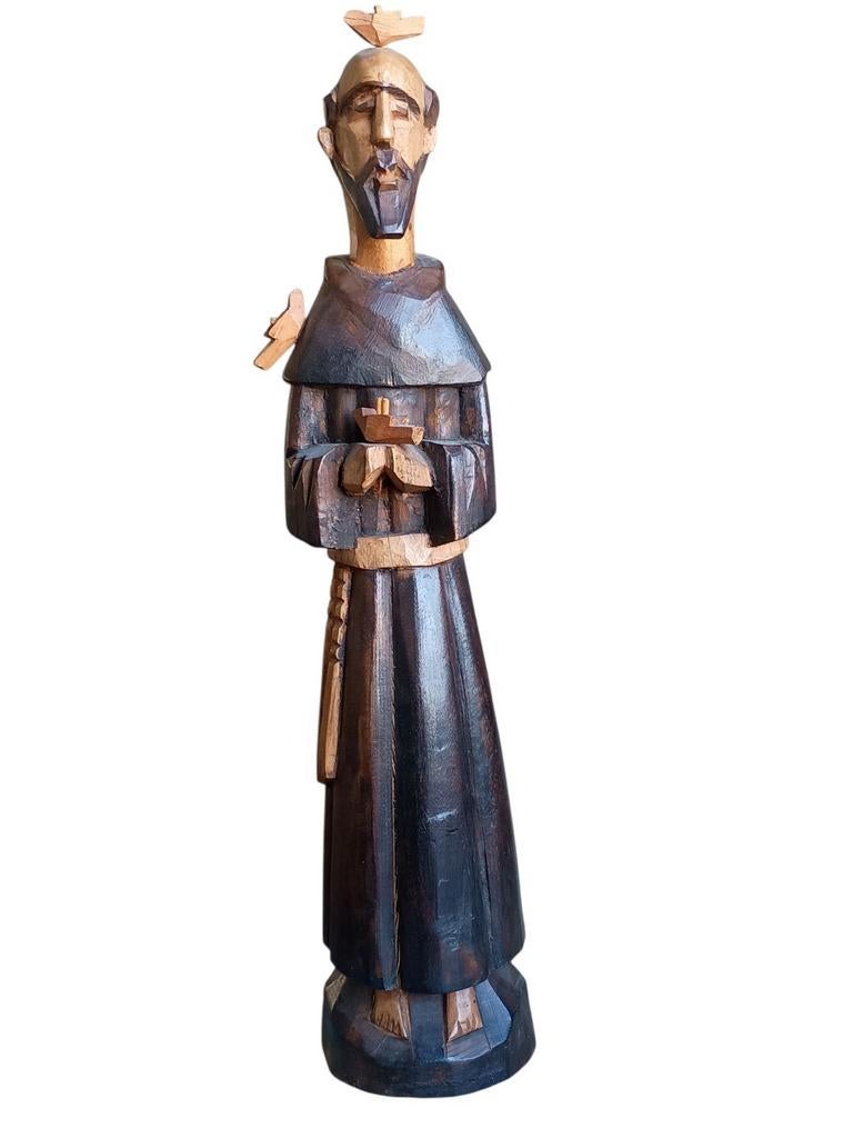Houten beeld van Sint Franciscus, 21,5 cm hoog, Ophalen of Verzenden, Zo goed als nieuw