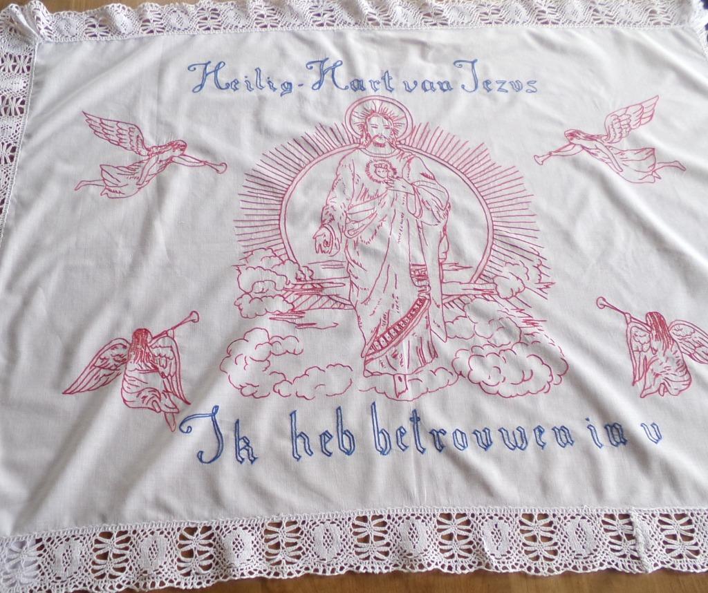 Religieus borduurwerk H Hart, Ophalen of Verzenden, Gebruikt, Overige typen, Christendom | Katholiek