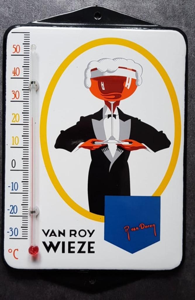 Van Roy Wieze emaillen reclame thermometer en veel andere, Collections, Marques & Objets publicitaires, Comme neuf, Ustensile