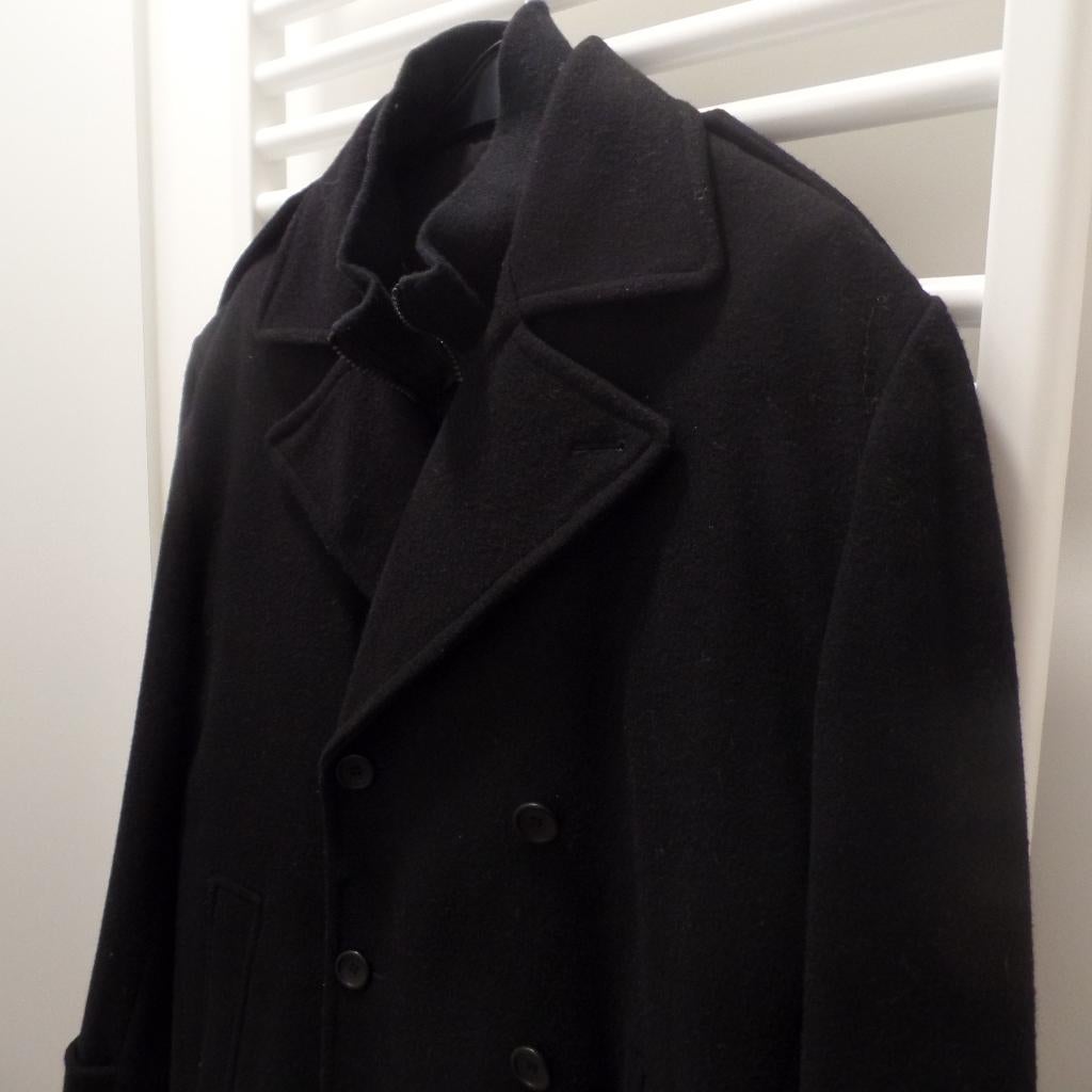 Zwarte nieuwe wollen herenmantel van het merk Azzaro, Zwart, Ophalen of Verzenden, Azzaro, Maat 56/58 (XL)
