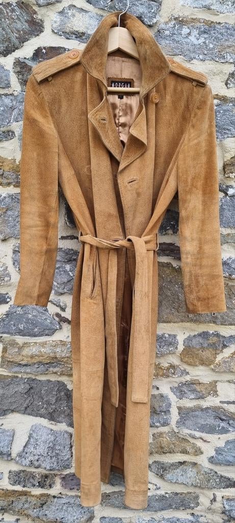 Camelkleurige suède trenchcoat van Morgan, Overige kleuren, Morgan, Gedragen, Ophalen
