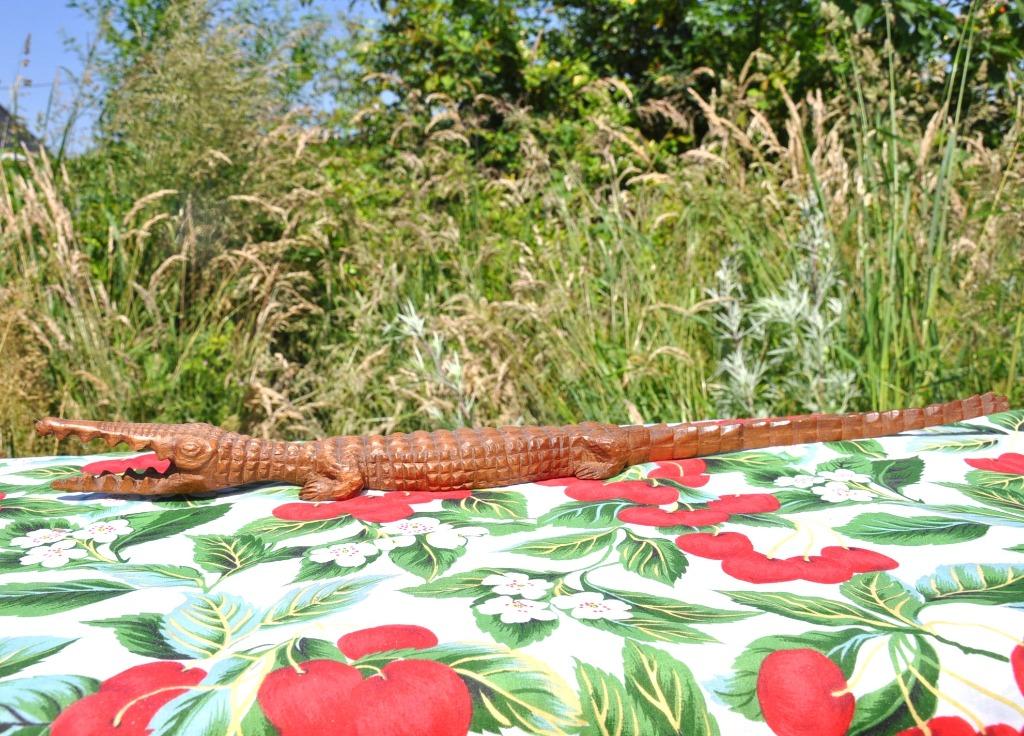 crocodile en bois sculpté, Antiquités & Art, Enlèvement ou Envoi