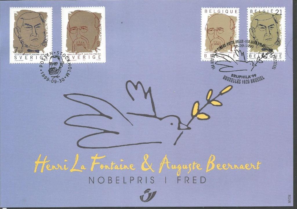 1999 Herdenkingskaart Nobelprijswinnaars OBP2838/9, Met stempel, Ophalen of Verzenden, Gestempeld, Postfris