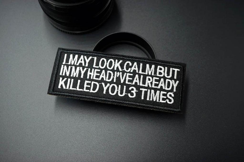 Patch biker - I MAY LOOK CALM BUT ... - 38 x 97 mm, Motoren, Kleding | Motorkleding, Verzenden, Nieuw zonder kaartje, Dames, Overige typen