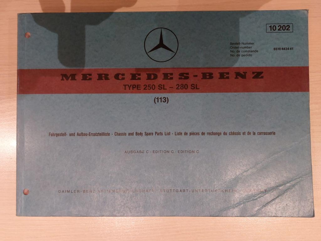 Mercedes type 250SL-280SL 113 Chassis-en body-onderdelenboek, Ophalen