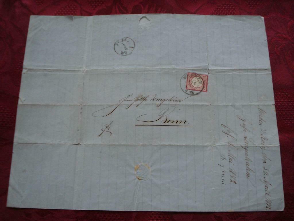 DUITSE   POSTZEGEL OP   BRIEF   VAN 1872, Postzegels en Munten, Postzegels | Europa | België, Gestempeld, Met envelop, Ophalen of Verzenden