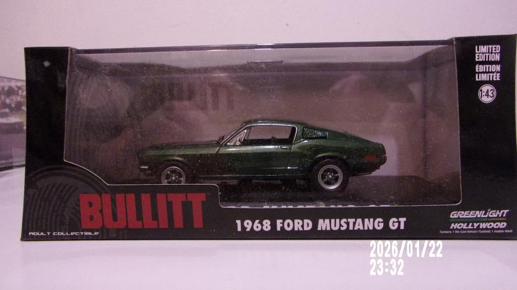 BULLITT FORD MUSTANG 68.GREENLIGHT HOLLYWOOD 1/43 NEUVE, Ophalen of Verzenden, Nieuw, Auto, Overige merken