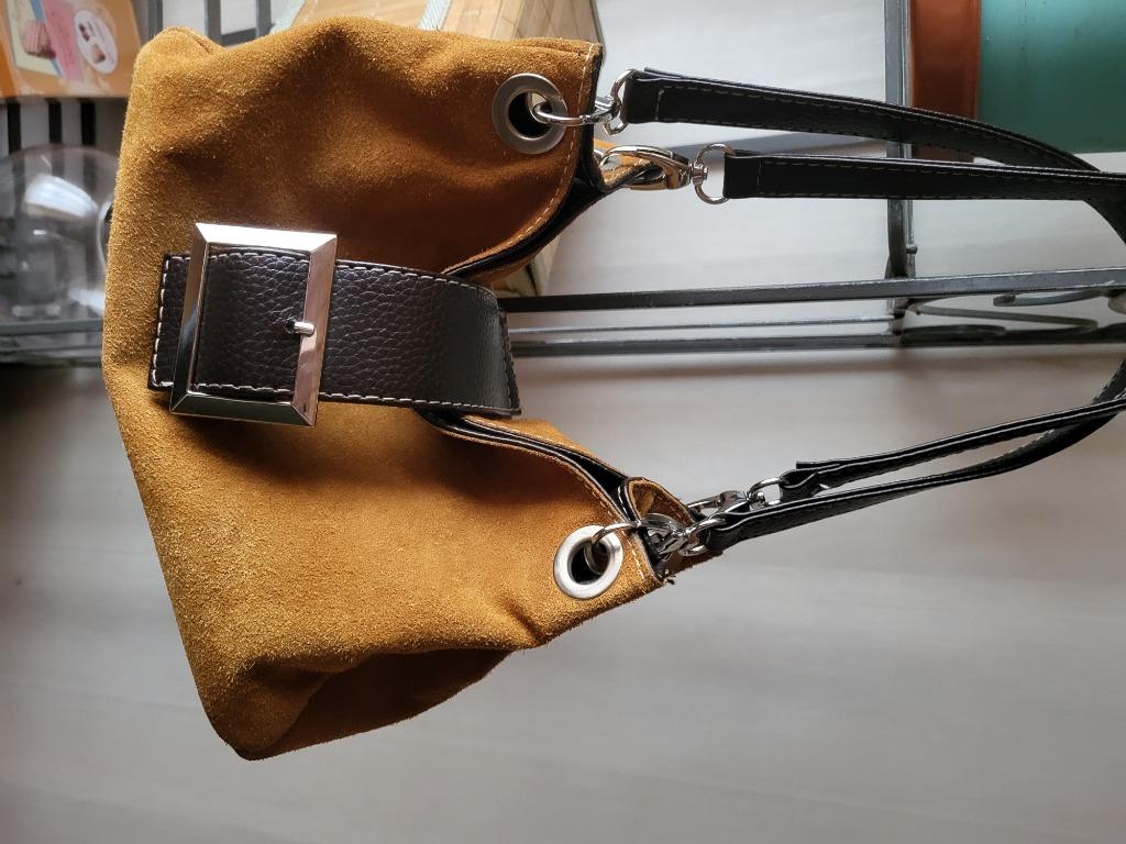 sac daim camel, Ophalen of Verzenden, Gebruikt, Overige kleuren, Schoudertasje