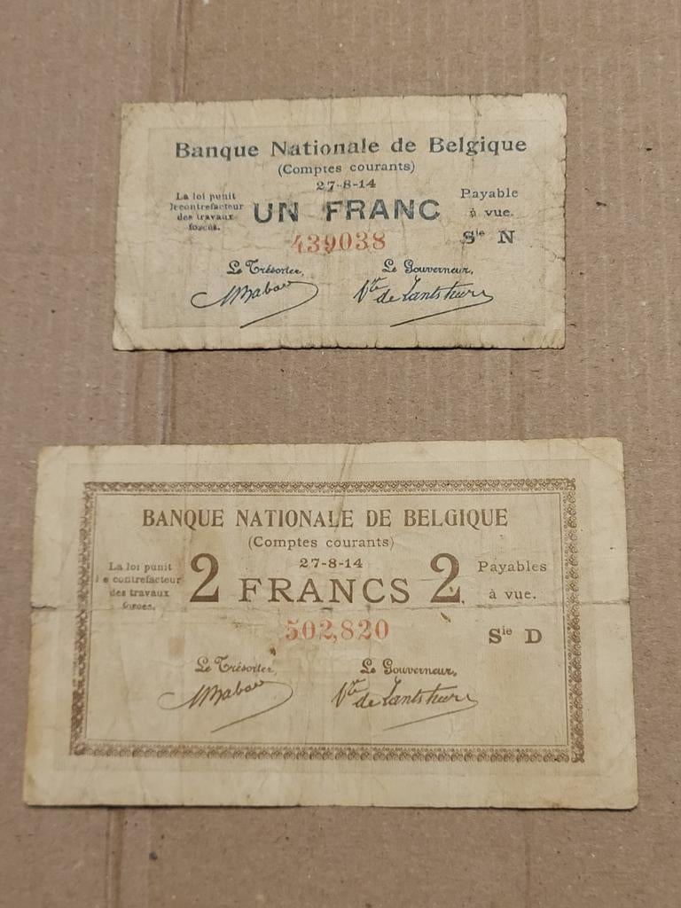 1 et 2 fr banque nationale de Belgique
