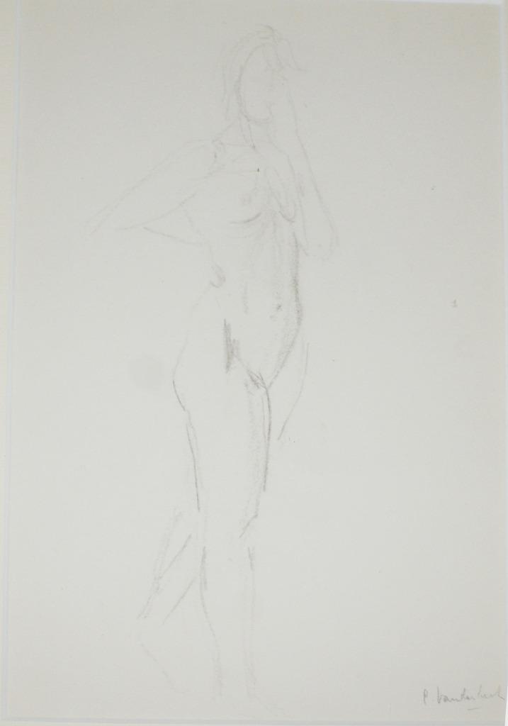 Cecilia Vanderbeek (1932 - 1999): Staand Naakt (30 x 40 cm), Antiek en Kunst, Ophalen of Verzenden