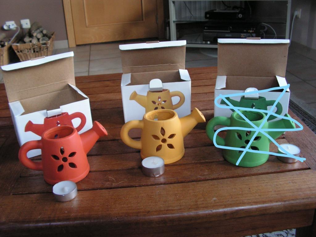 Gezellig terra cotta partylight in vorm van gieter met kaars, Overige materialen, Nieuw, Ophalen of Verzenden, Overige kleuren