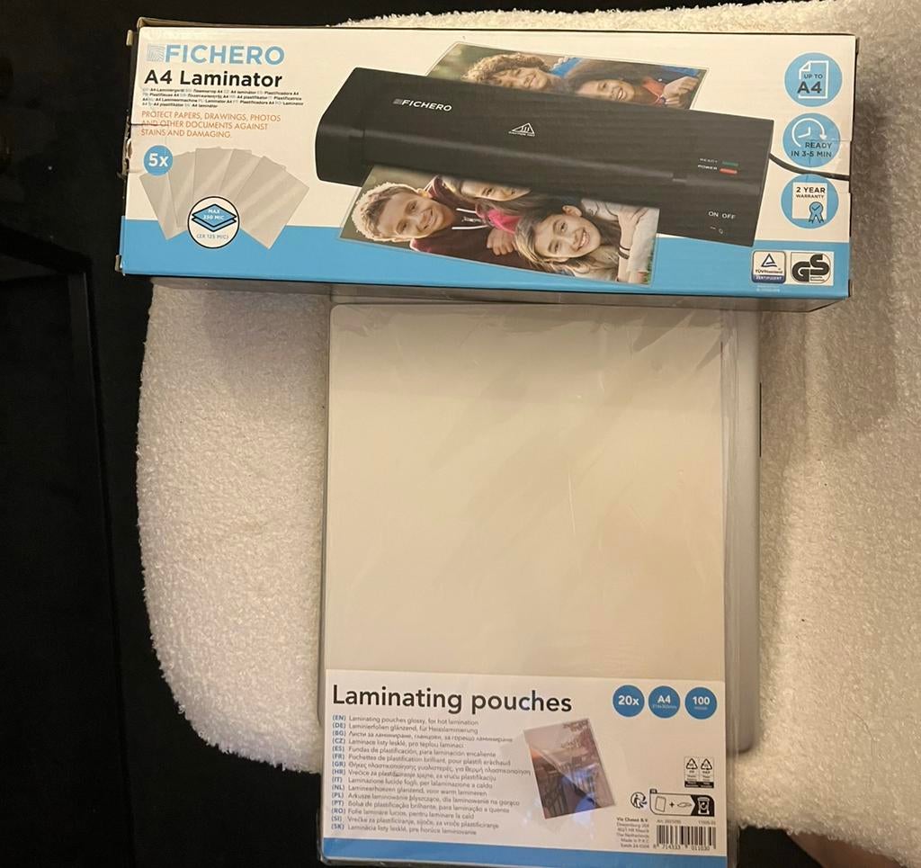 Lamineermachine + hoesjes (gloednieuw, nooit gebruikt), Ophalen, Nieuw